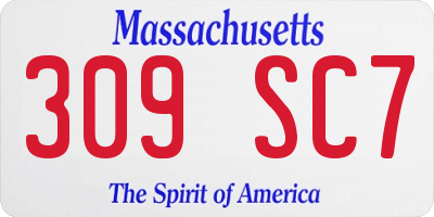 MA license plate 309SC7