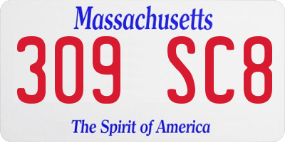 MA license plate 309SC8