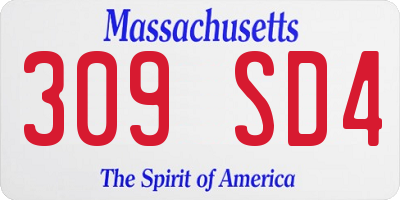 MA license plate 309SD4