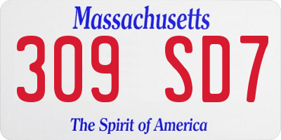 MA license plate 309SD7