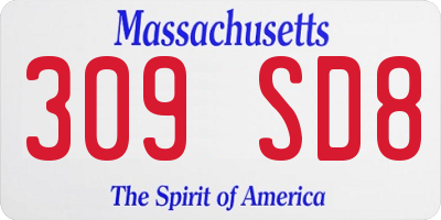 MA license plate 309SD8