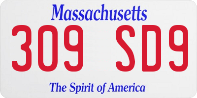 MA license plate 309SD9