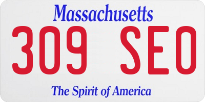 MA license plate 309SE0