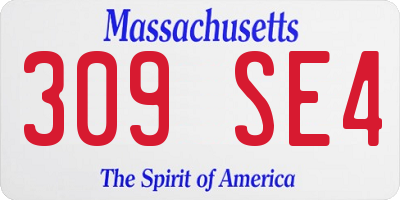 MA license plate 309SE4