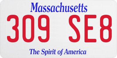 MA license plate 309SE8
