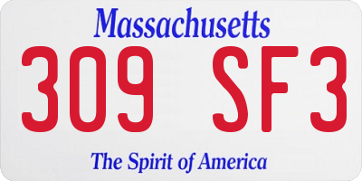 MA license plate 309SF3