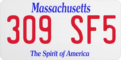 MA license plate 309SF5