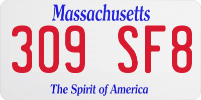 MA license plate 309SF8