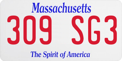 MA license plate 309SG3