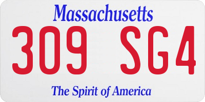 MA license plate 309SG4