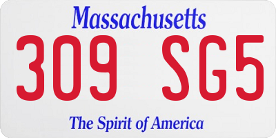 MA license plate 309SG5