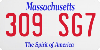 MA license plate 309SG7
