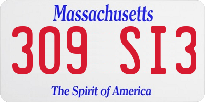 MA license plate 309SI3