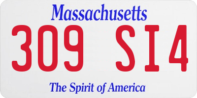 MA license plate 309SI4