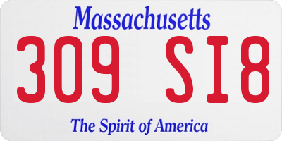 MA license plate 309SI8