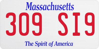 MA license plate 309SI9