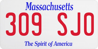 MA license plate 309SJ0