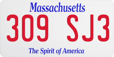 MA license plate 309SJ3