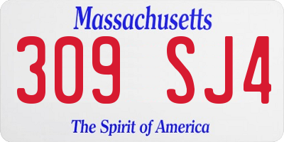 MA license plate 309SJ4