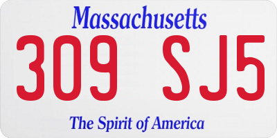 MA license plate 309SJ5