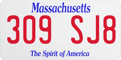 MA license plate 309SJ8
