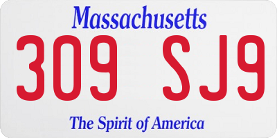 MA license plate 309SJ9