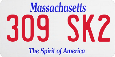 MA license plate 309SK2