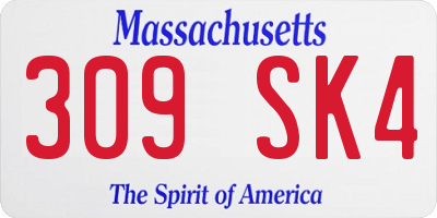 MA license plate 309SK4