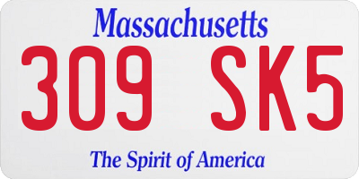 MA license plate 309SK5