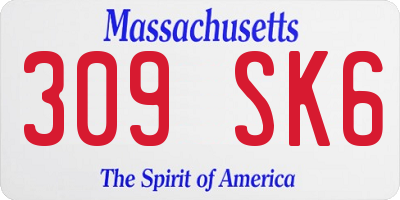 MA license plate 309SK6