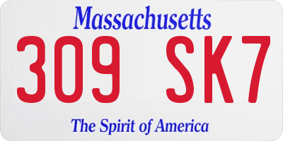 MA license plate 309SK7