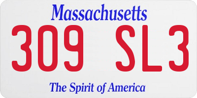 MA license plate 309SL3