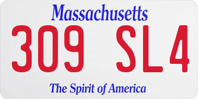 MA license plate 309SL4