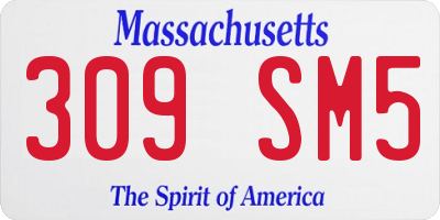 MA license plate 309SM5