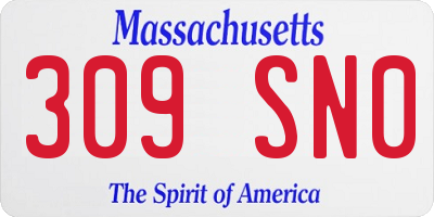 MA license plate 309SN0