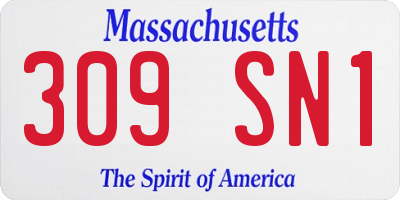MA license plate 309SN1