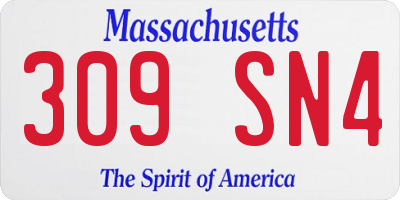 MA license plate 309SN4