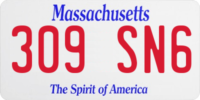 MA license plate 309SN6
