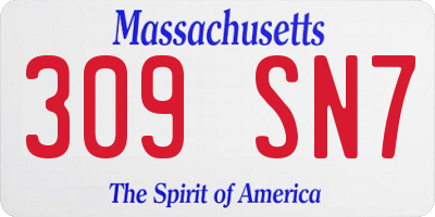 MA license plate 309SN7