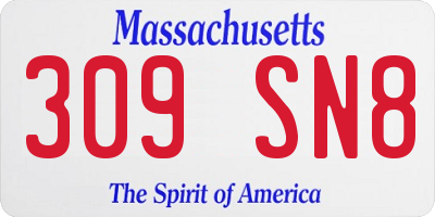 MA license plate 309SN8