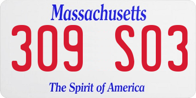 MA license plate 309SO3