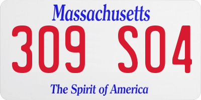 MA license plate 309SO4