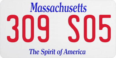 MA license plate 309SO5