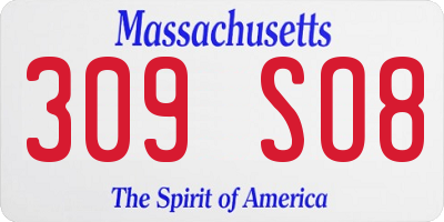 MA license plate 309SO8