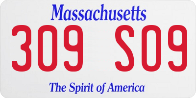 MA license plate 309SO9