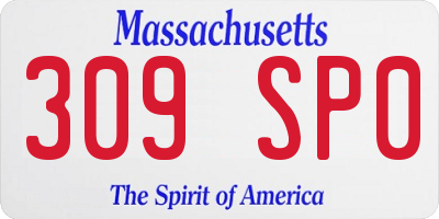 MA license plate 309SP0