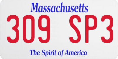 MA license plate 309SP3