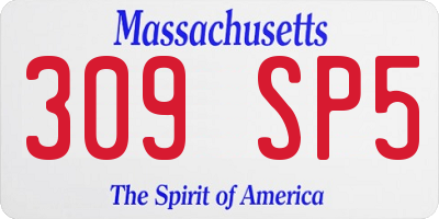 MA license plate 309SP5