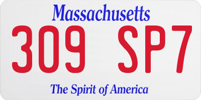 MA license plate 309SP7