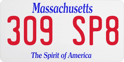 MA license plate 309SP8